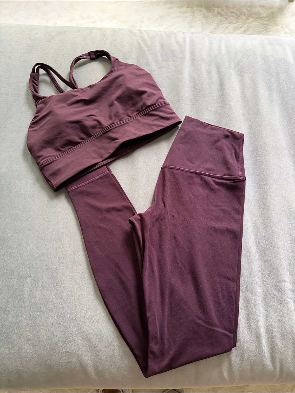 Lululemon Women’s Plum/ Merlot Activewear Set - Sports Bra & Leggings set